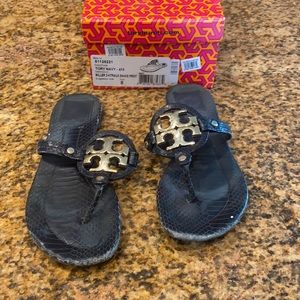 Tory Burch Miller 2 Navy Snake Print